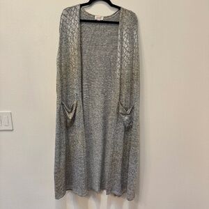 Brand New LuLaRoe Size XL Gray, Gold and Silver Sarah Cardigan
